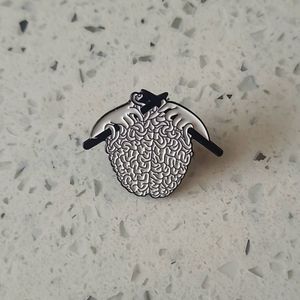 Cool Anatomical Brains Knitting Craft Macabre Death Lapel Pin